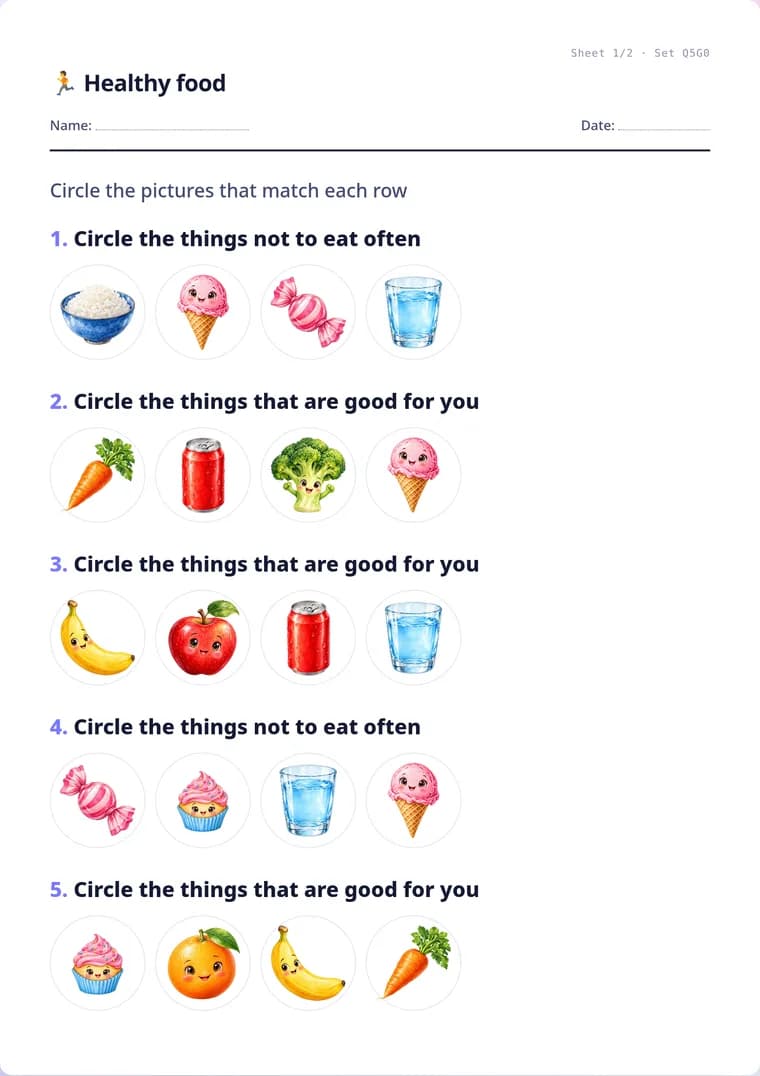 A real sheet: Healthy food