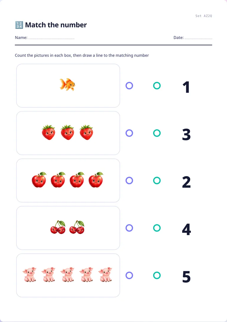 A real sheet: Match the number