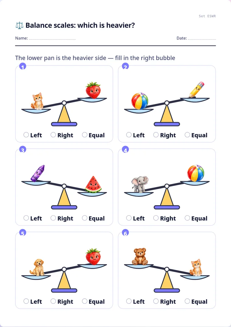 A real sheet: Balance scales
